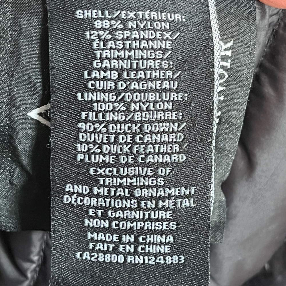 Atelier Noir by Rudsak Cortina Black Duck Down Quilted Coat Lamb Leather Trim L - Picture 11 of 16